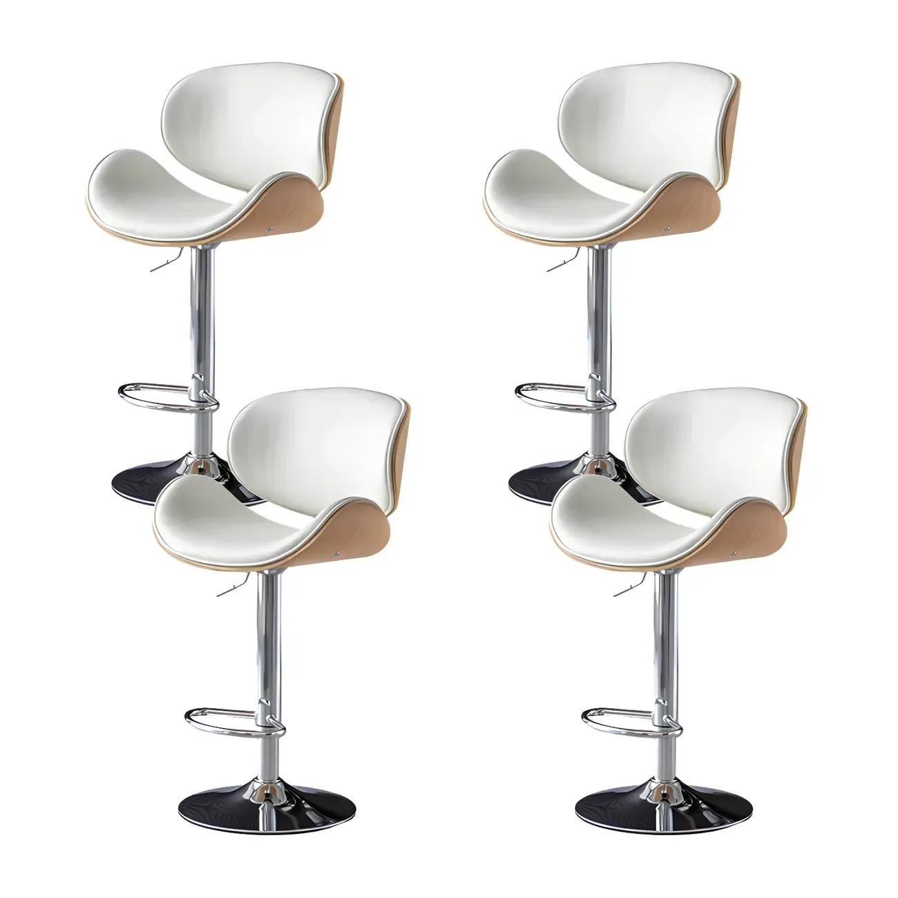 Arched Blackish Green Leather Swivel Adjustable Bar Stool