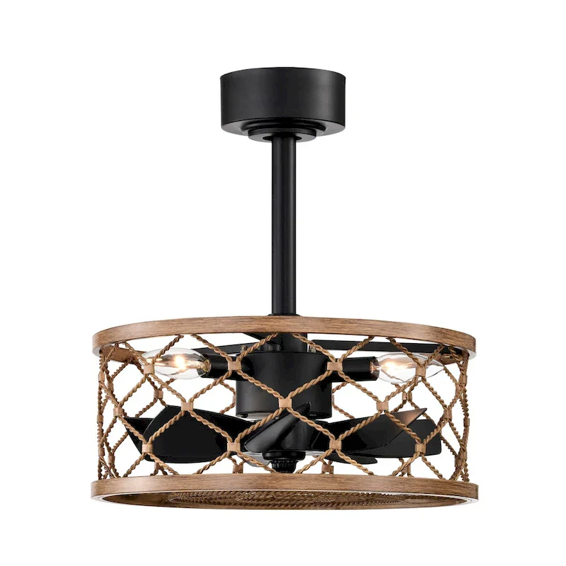 Marzell 16 Inch Modern Wood Grain Fandelier - N/A