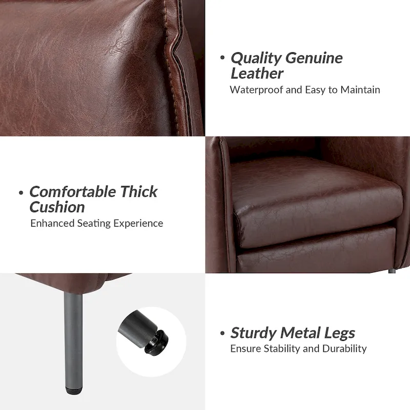 Jaime Modern Vegan Leather Accent Chair with removable Cushion by HULALA HOME