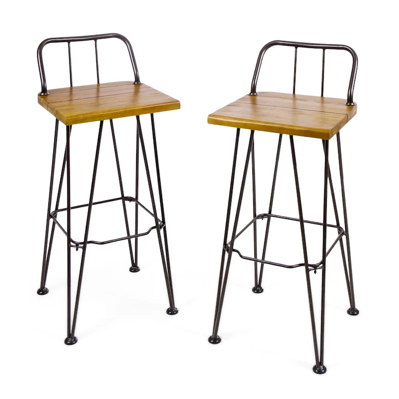 Denali Outdoor Industrial Wood Bar Stool (Set of 2) by Christopher Knight Home