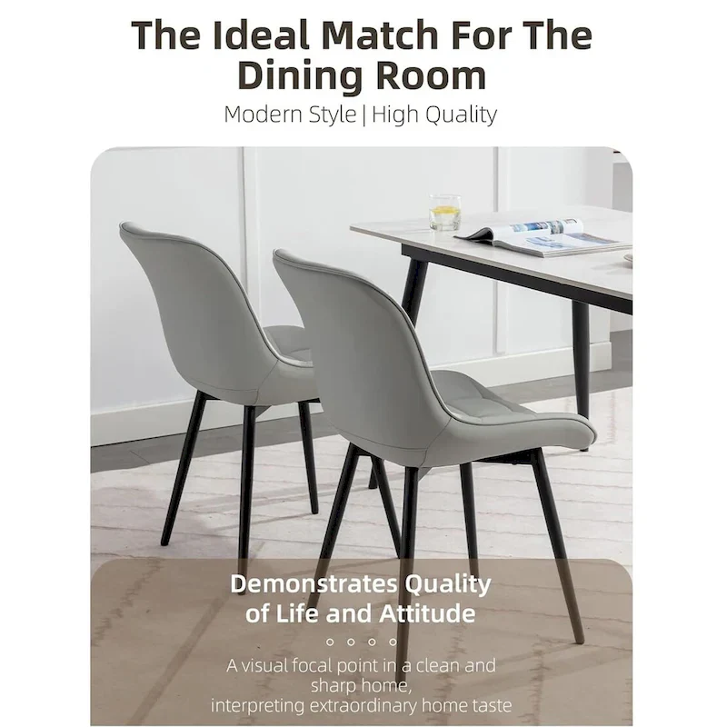 XINMICS Modern Upholstered Faux Leather Dining Chairs Set of 2
