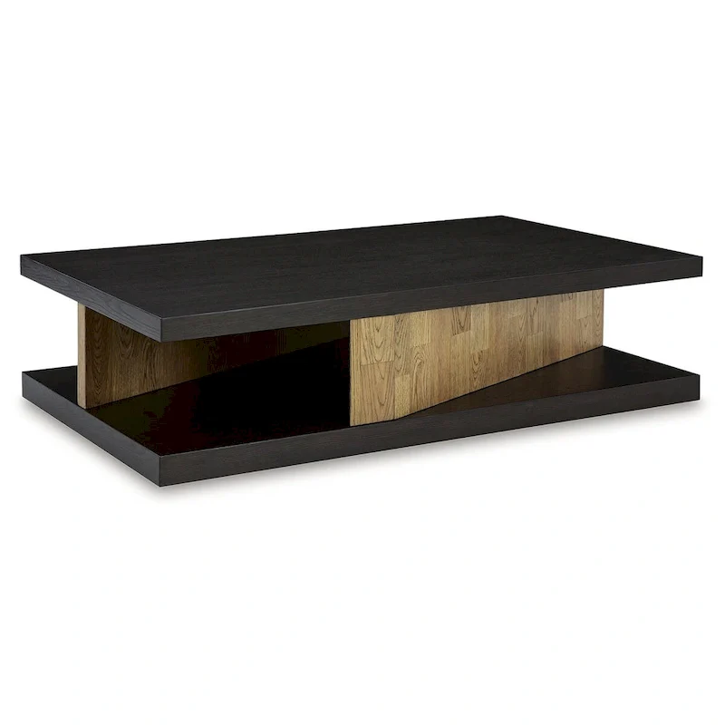 Brown coffee table - 60 inches wide x 35 inches deep x 16 inches high