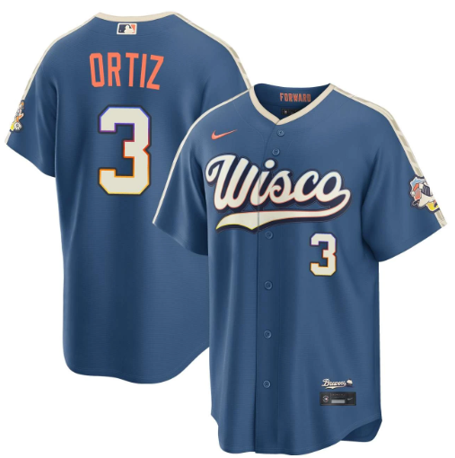 Joey Ortiz Milwaukee Brewers Mineral Blue 2026 City Connect Stadium Jersey