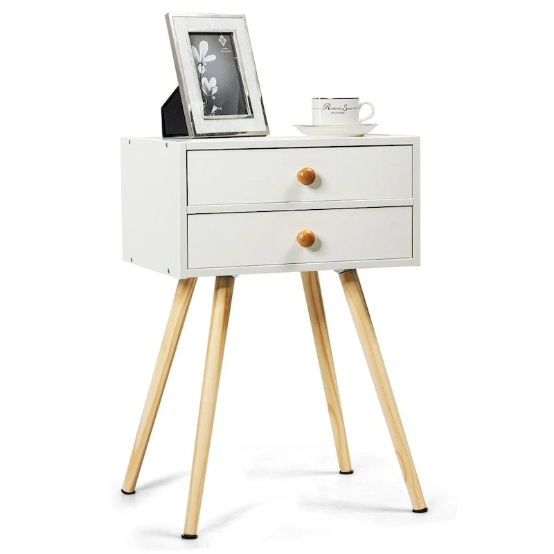 Side End Table Nightstand Bedroom Room Furniture with Drawers