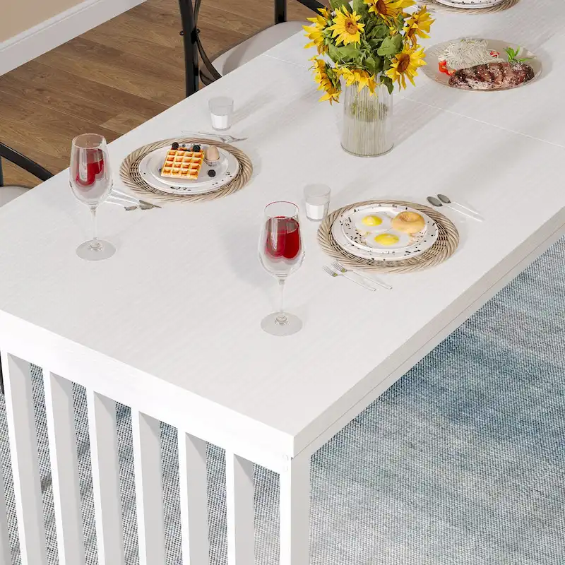 78.74-inch Kitchen Dining Table with Metal Legs