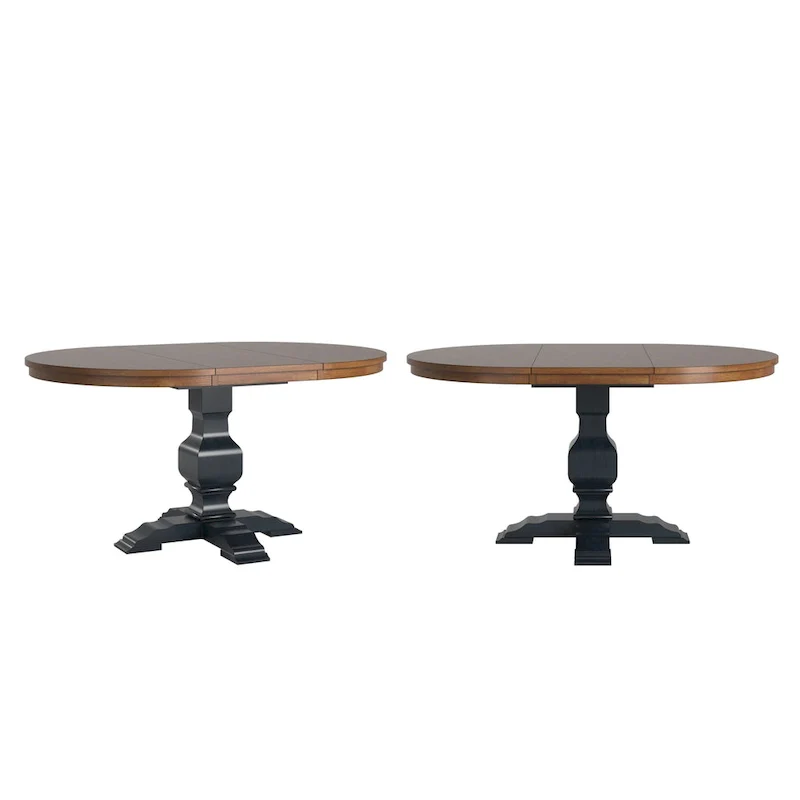 Two-Tone Oval Solid Wood Extending Dining Table