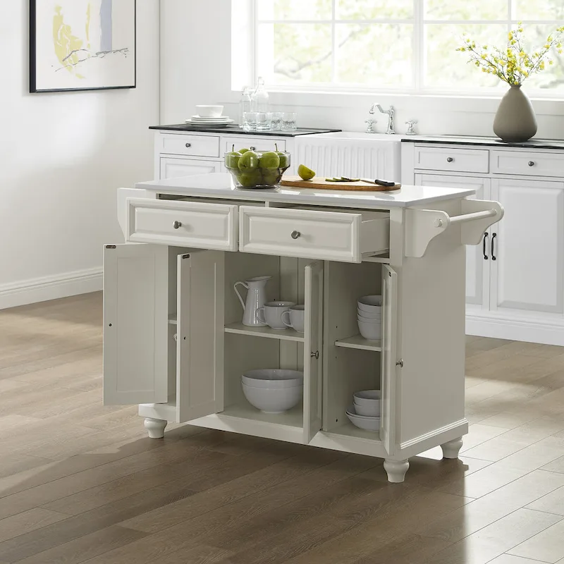 Granite Top Full Size Kitchen Island/Cart - 51.5 W x 18 D x 36 H