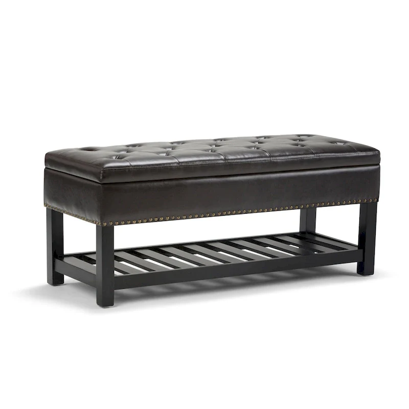 Multi-Color Tufted Faux Leather Storage Ottoman Bench, Single Seat, 43