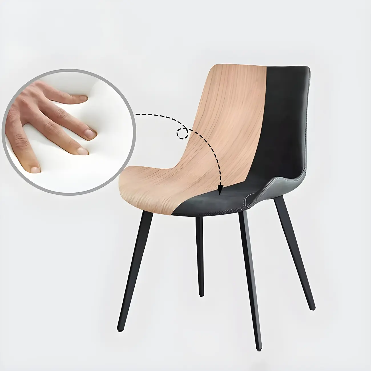 Industrial Modern Dining Chairs Set of 2 with Leather Upholstery