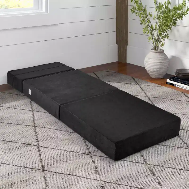 Costway Tri-Fold Fold Down Chair Flip Out Lounger Convertible Sleeper Bed Couch Dorm New Black/Grey/Coffee