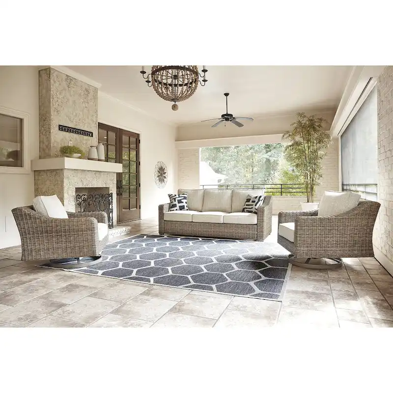 Signature Design by Ashley Beachcroft Brown/Beige 3-Piece Outdoor Seating Package - 82.25 W x 37.75 D x 34.63 H