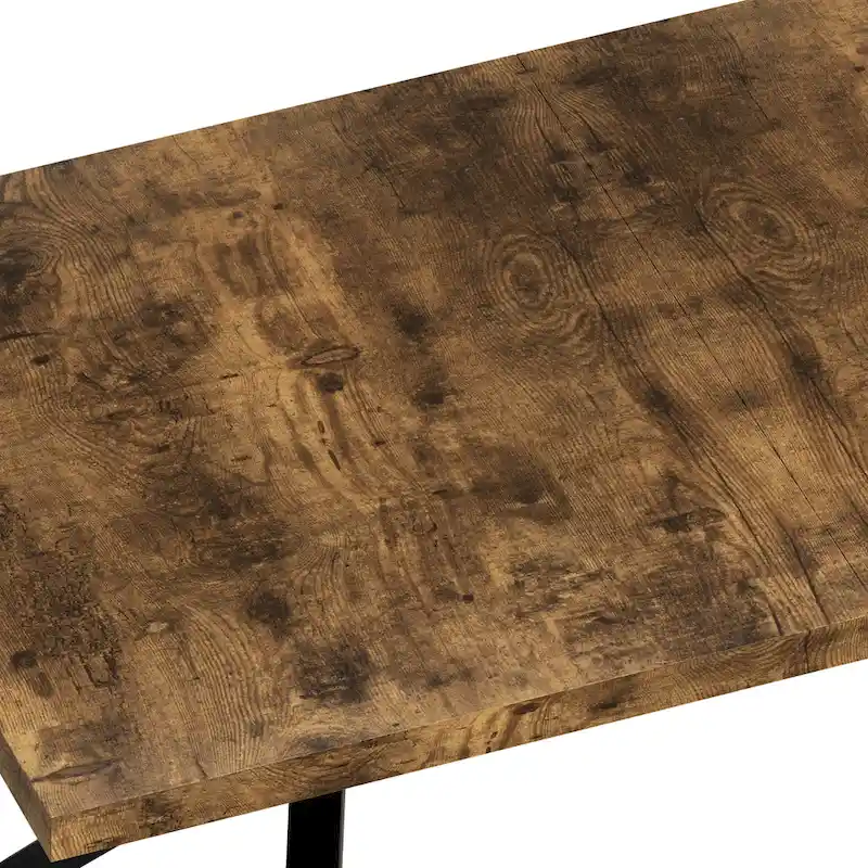 Retro Rectangular Stretch Dining Table with Cross Iron Base