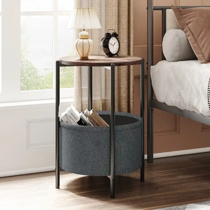 Minimalist round fabric side table