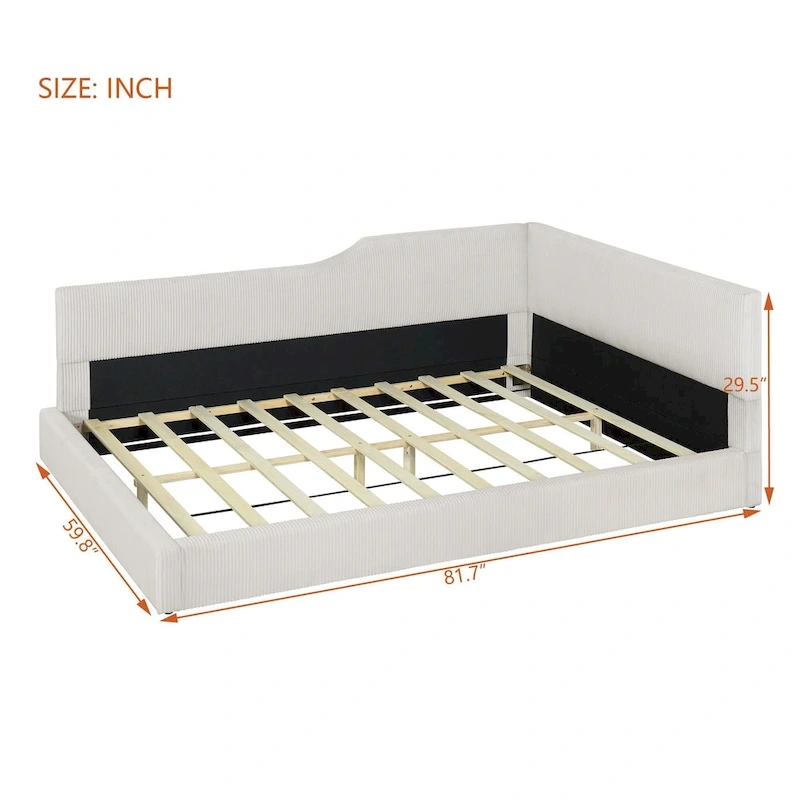 Full L-Shaped Daybed with Solid Frame