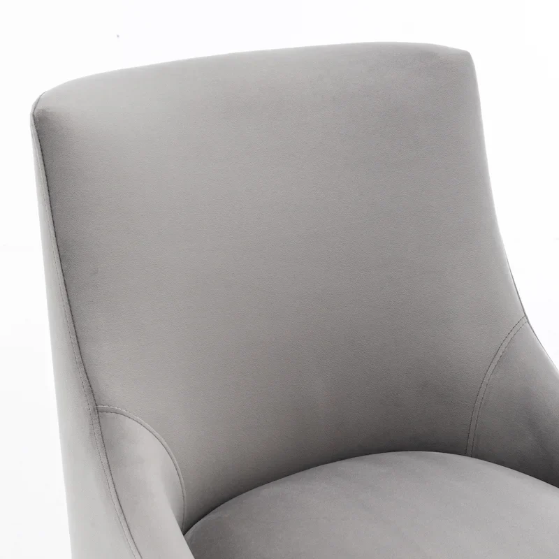 Velvet Upholstered Armless Dining Chair with Gold Metal Legs – Beige / Green / Black / Navy / Grey