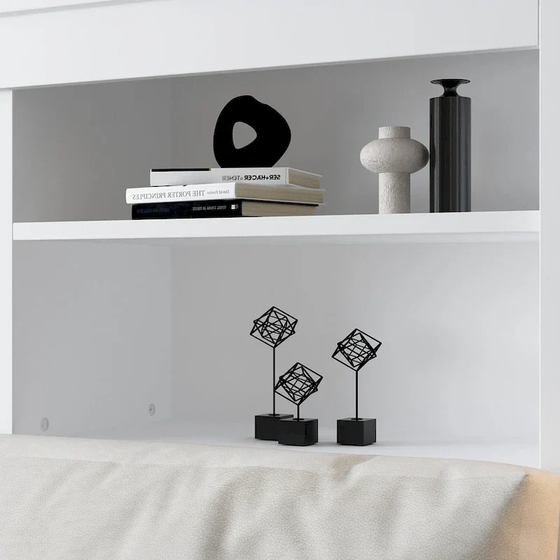 65Timechee Queen Bookcase Headboard RGB Light Adjustable Shelf