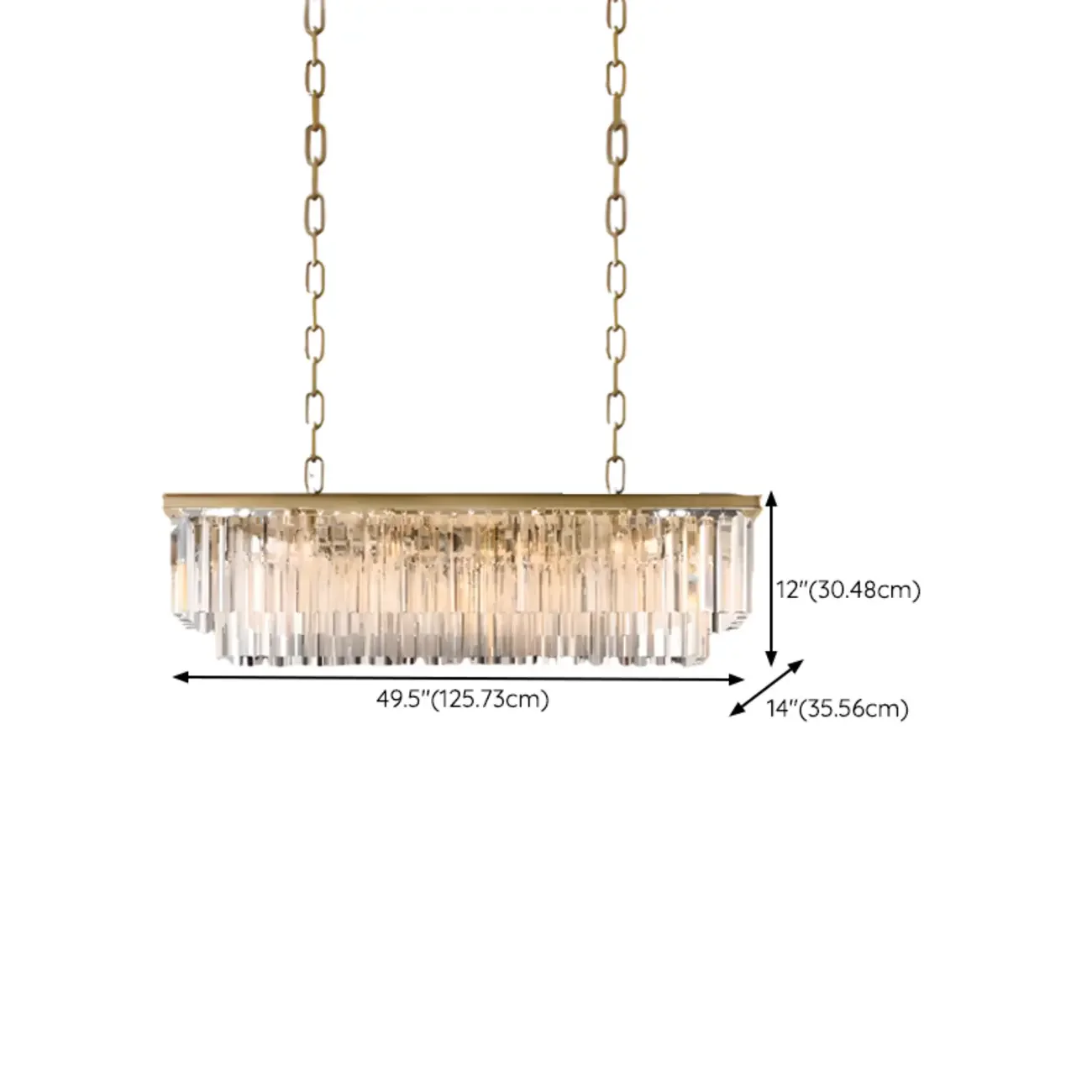 Modern Island Light 2 Tier Transparent Glass in Linear Shape