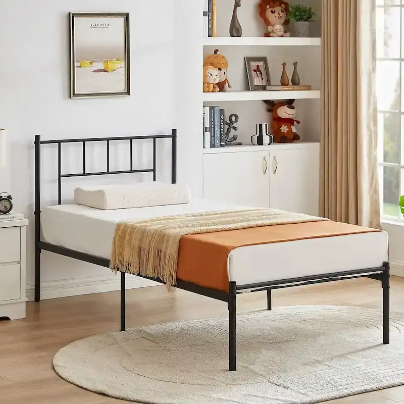 VECELO 3-Pieces Bed Frame with Wood Headboard and Modern Nightstands Set of 2