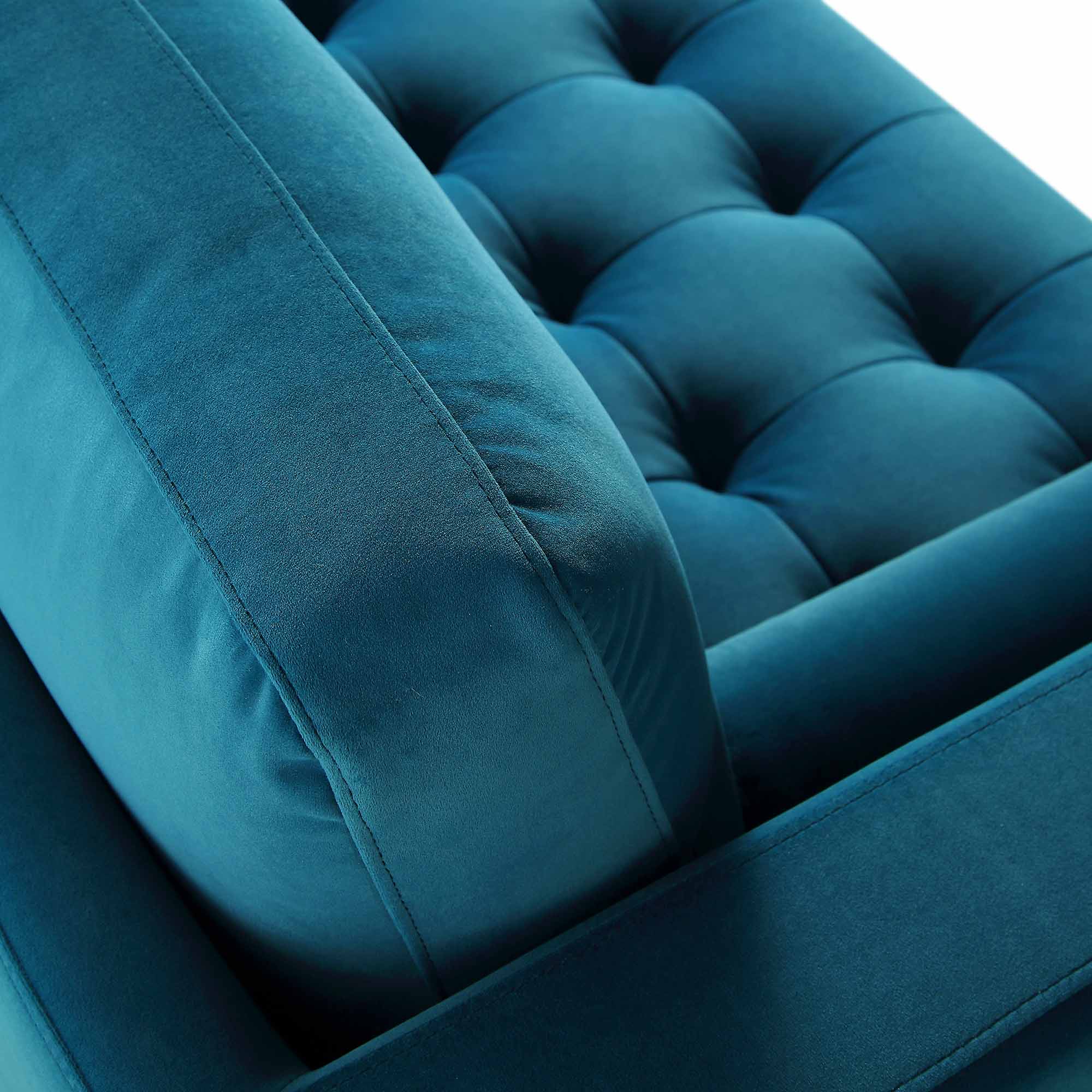 Teal Velvet 4-Seater Right Chaise Sofa, 105