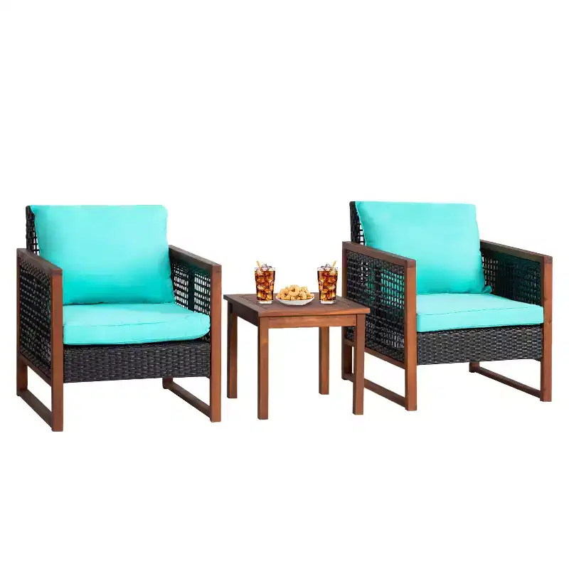 BestMassage Patio Furniture Set 3-Piece Outdoor Wicker Conversation Bistro Set