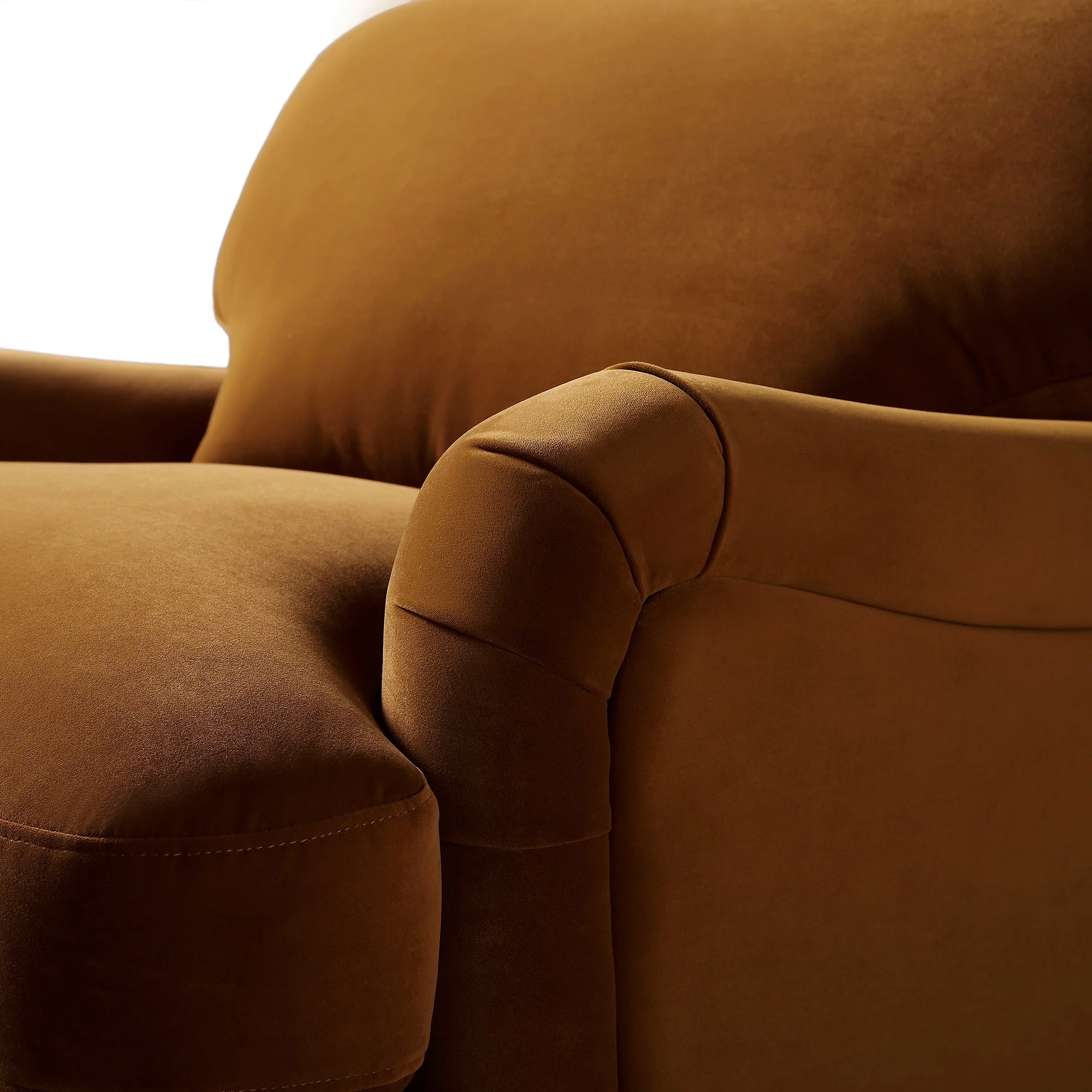 Cinnamon Velvet Sofa, 1-Seater