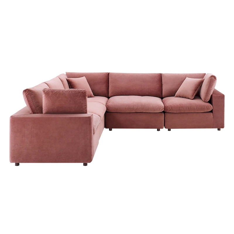 Commix Down Filled Overstuffed Velvet 5-Piece Sectional Sofa