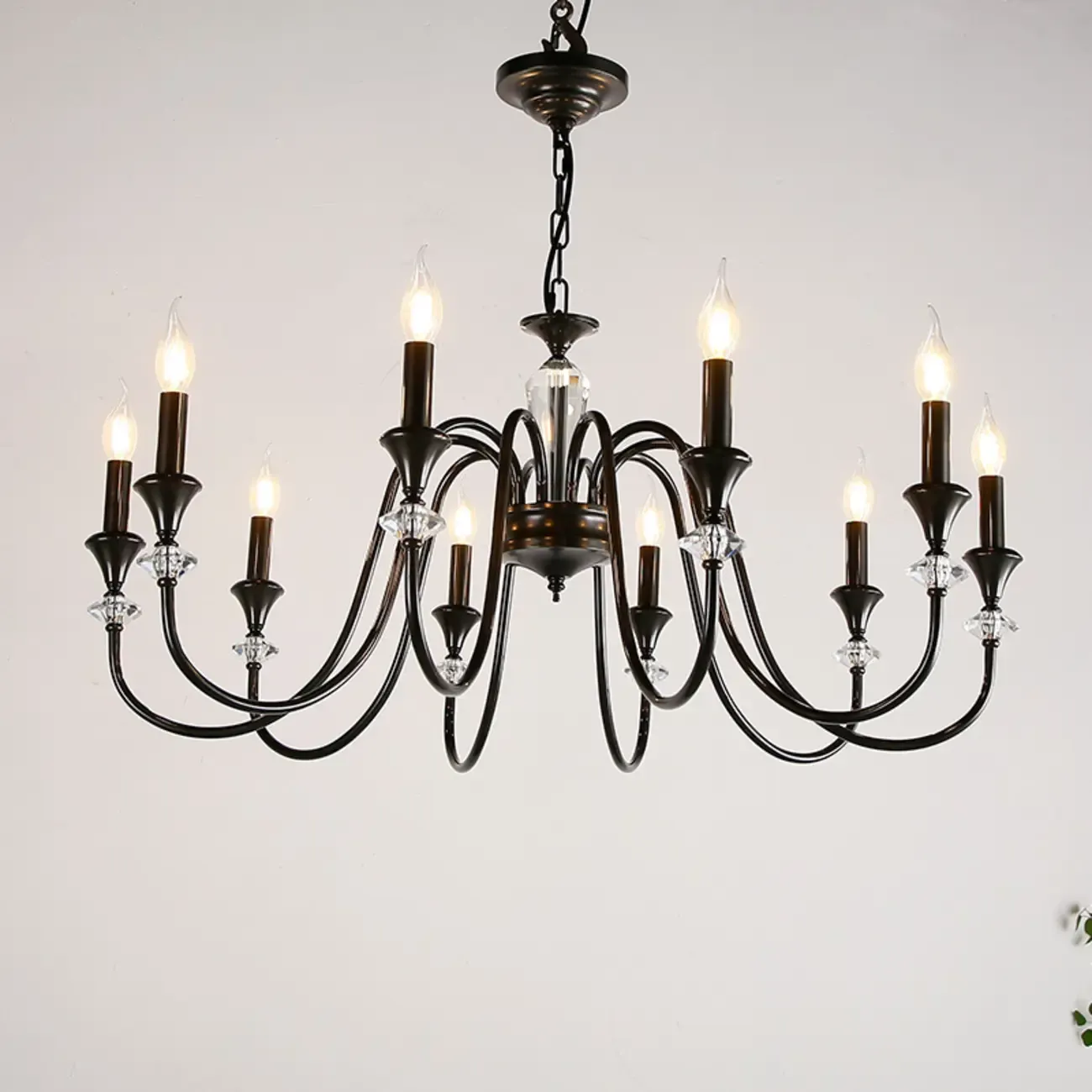 Industrial Black Glass Candelabra Chandelier in 3-10 Lights