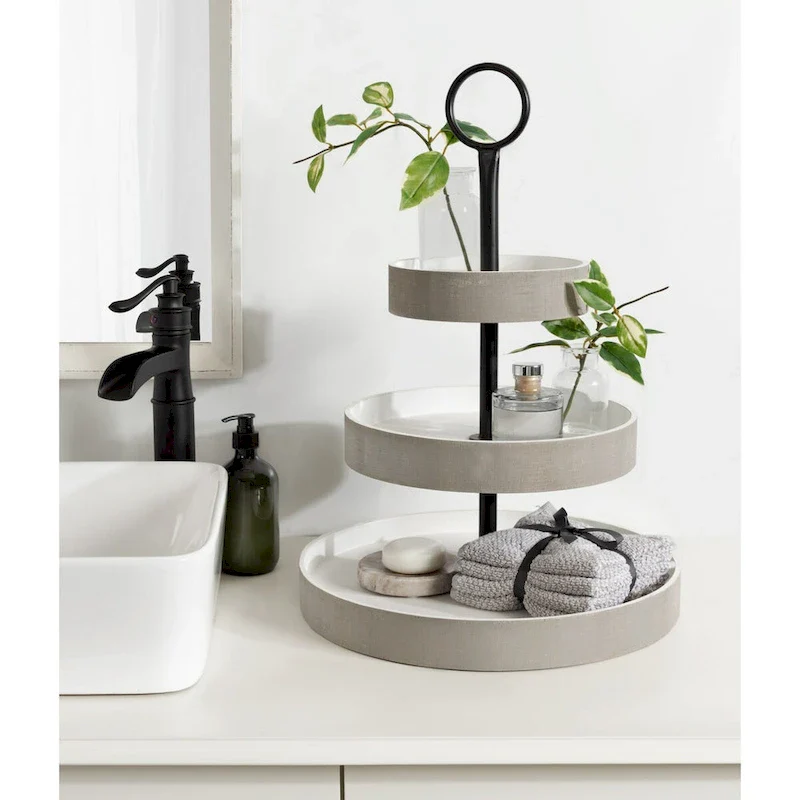 Kate and Laurel Woodmont 3 Tiered Wood Tray - 3 Tier