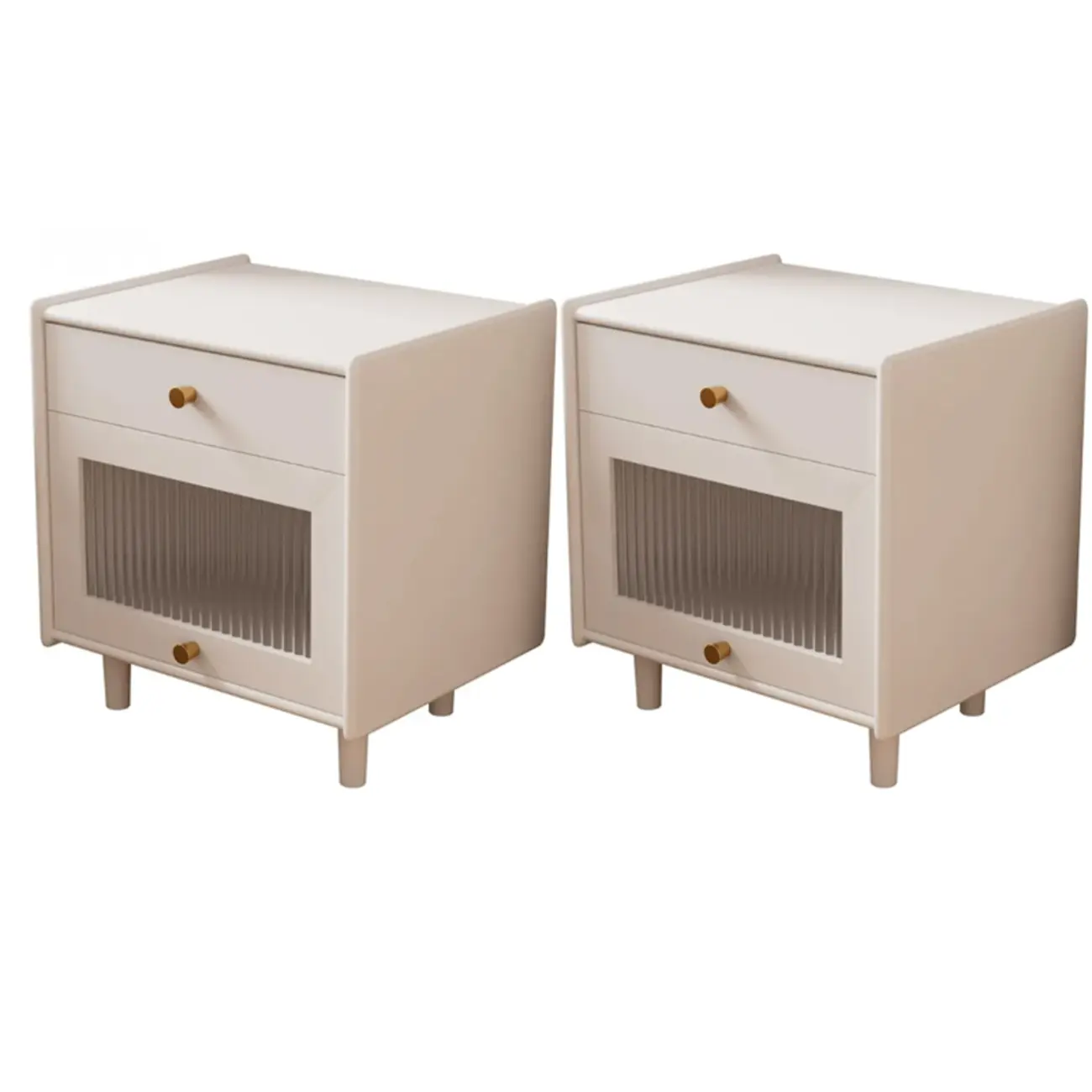 Natural Ash Wooden Drawer Cabinet Nightstand with Legs