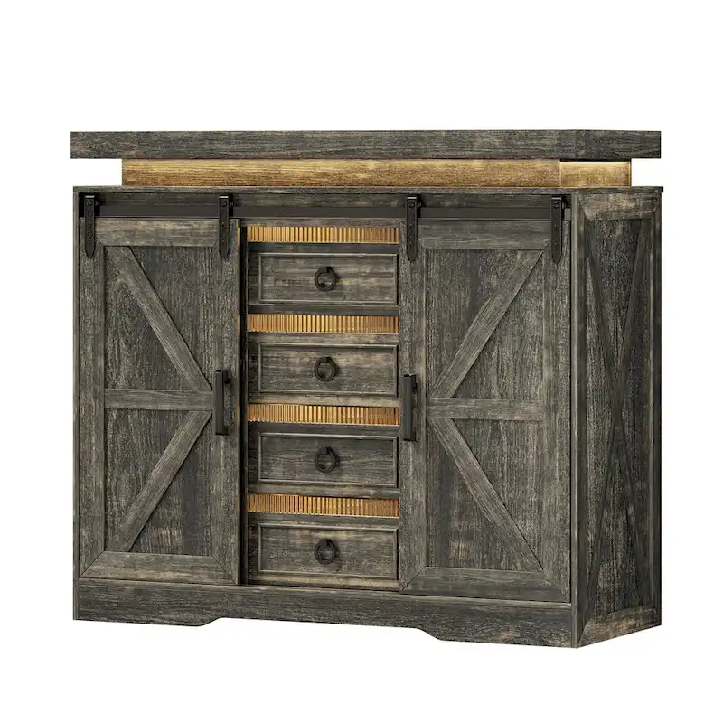 5 Drawer Accent Cabinet With Led Light - N/A