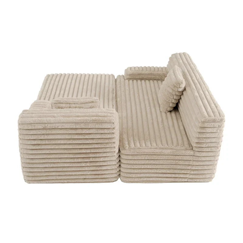 Cloud Sectional Sofa, Modern Upholstered Couch with 2 Throw Pillows, Free-Combined Sofa, Modular Sectional L Shaped Couch