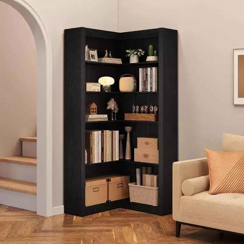 GustoWave 5-Tier Corner Bookshelf, 71.8-In L-Shaped Bookcase With Anti-Tip Kit For Living Room Or Home Office