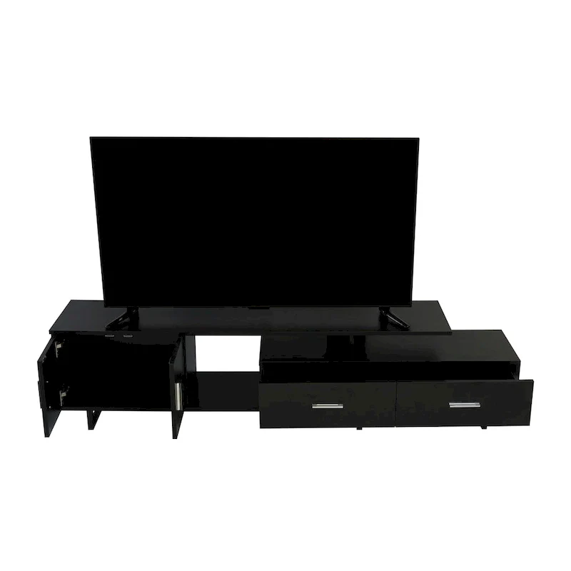 Avery 55-inch 2-Drawer 4-Shelf TV Stand in Steel