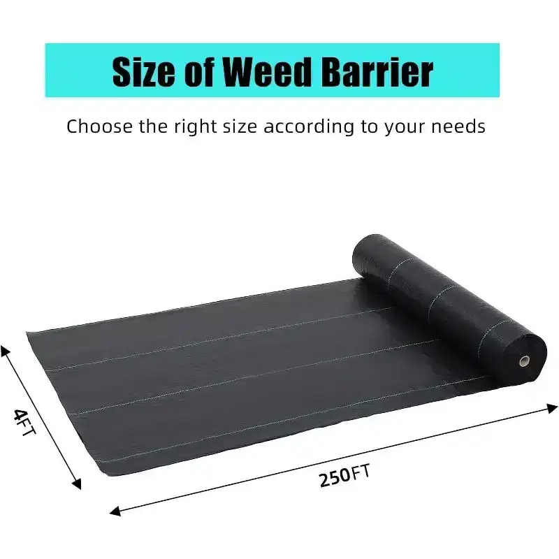 4x250ft Woven Weed Barrier 1.8oz - Double Layer Landscape Fabric with Alignment Stripes for Garden Beds