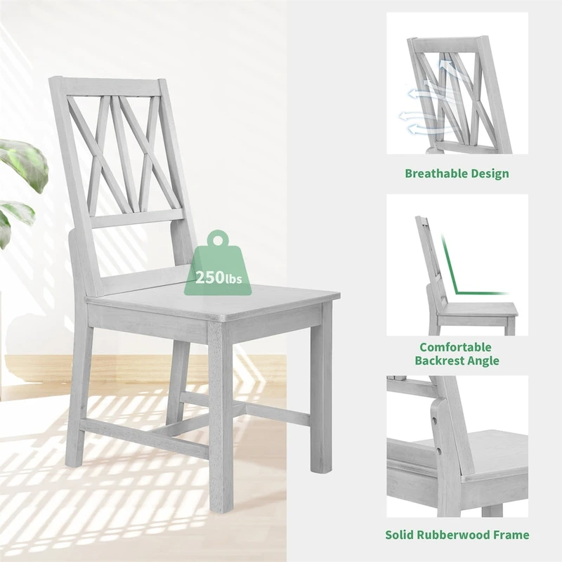 Extendable Dining Table Set Round Trestle Table and 4 Dining Chairs