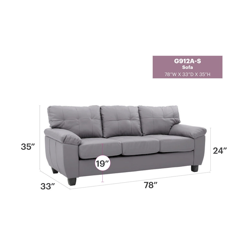 Gallant 78 in. W Flared Arm Faux Leather Straight Sofa - 33L x 78W x 35H