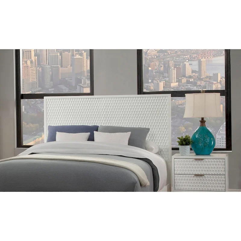 Origins by Alpine White Pearl Wood Headboard in White