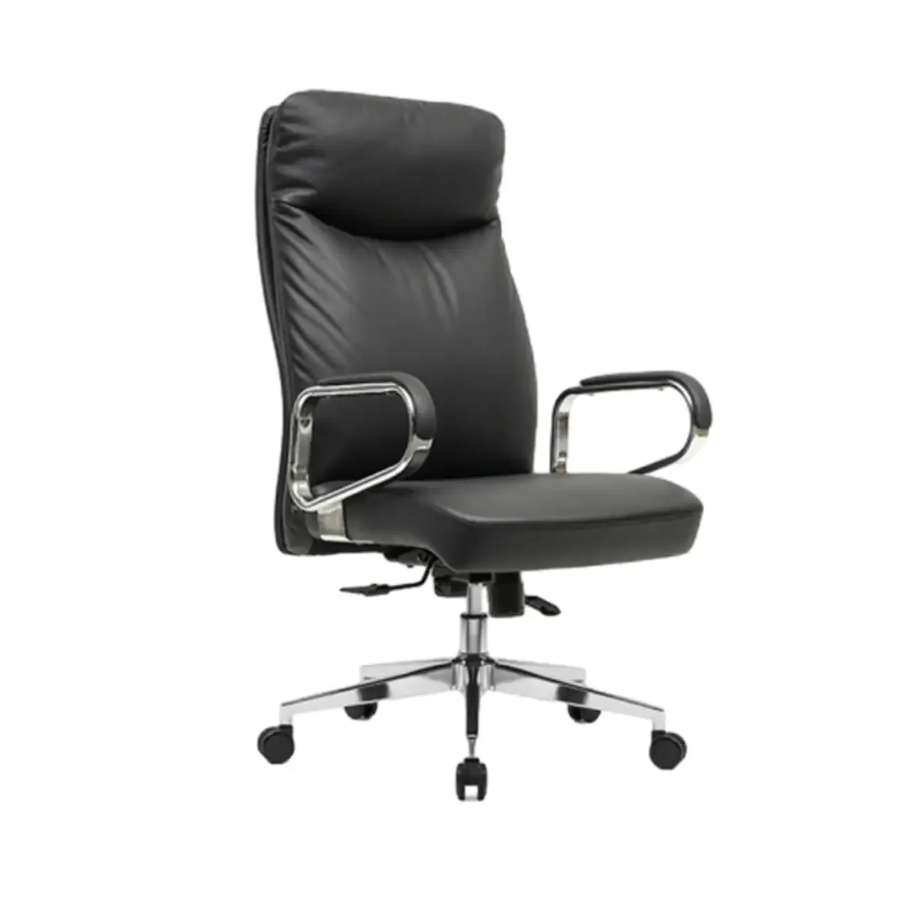 Modern Black Leather Upholstered Adjustable Swivel Office Chair