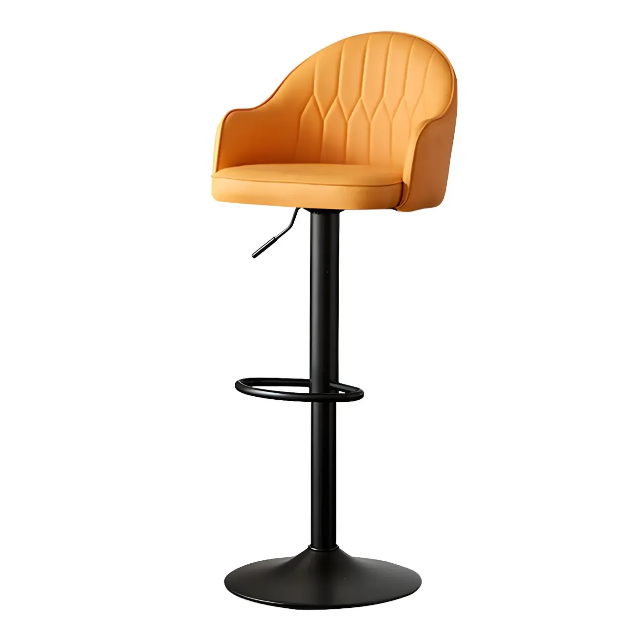 Swivel Upholstered Adjustable Height Home Armed Barstool with Metal Base