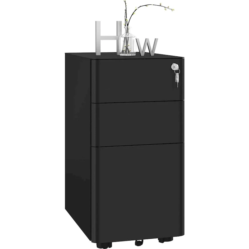 White / White & Grey / Black 3-Drawer Mobile Steel File Cabinet, Single