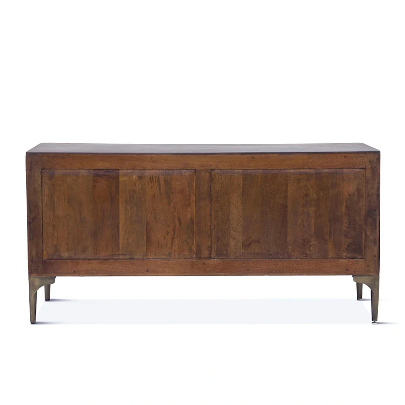 Brown Two-Tone Mango Wood Sideboard with French Doors