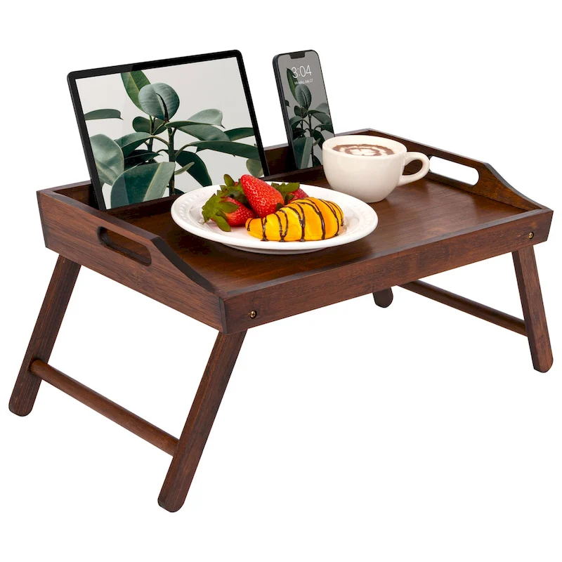 Medium Bed Tray Table with Tablet & Phone Holder, Adjustable Laptop Desk for Sofa