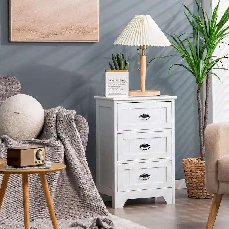 3-Drawer Nightstand Side Table