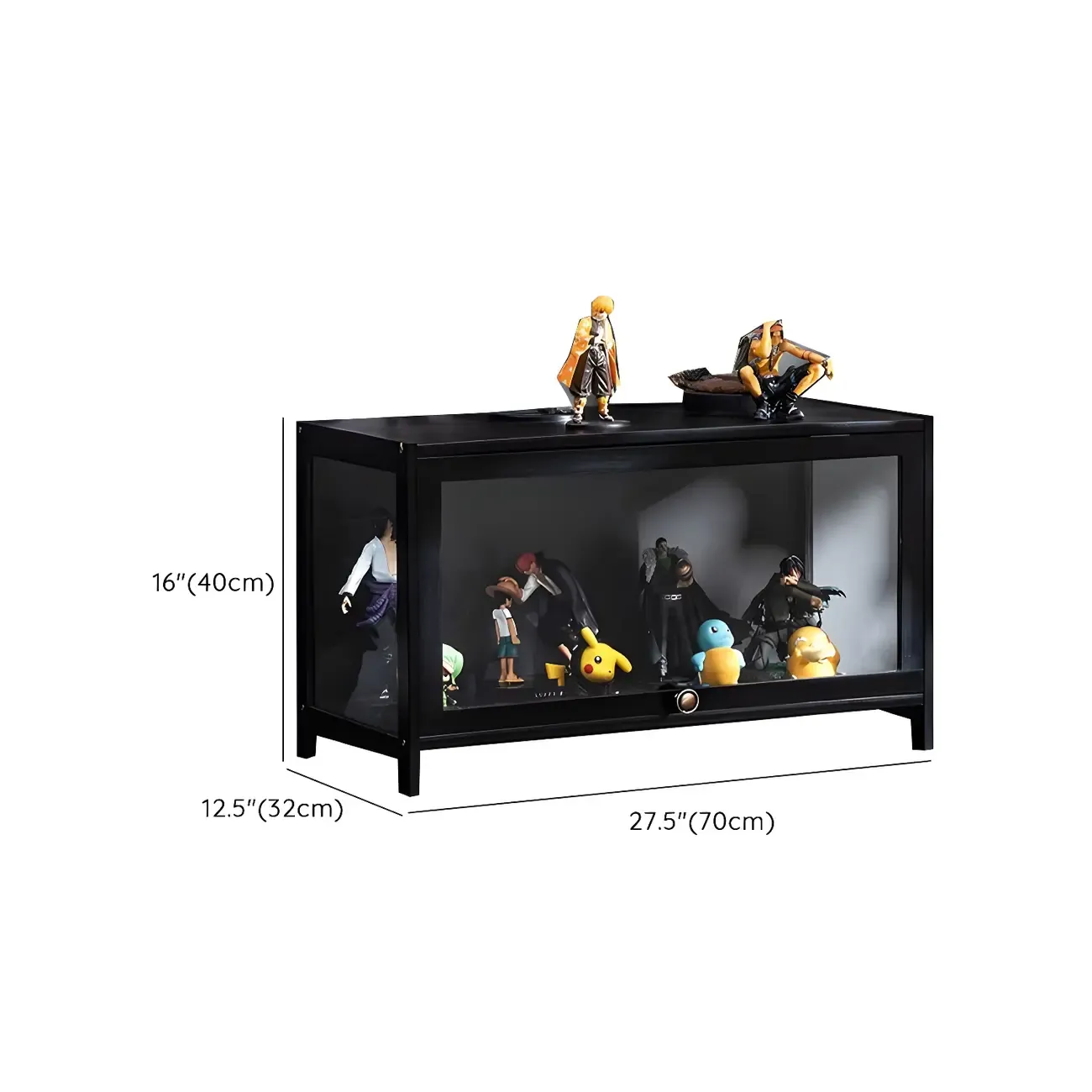 Elegant Black Bamboo Clear Figure Display Cabinet