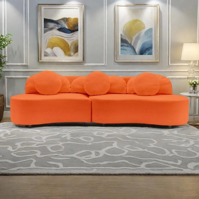 103.5 Lamb Velvet Armless Sofa with 6 Pillows and Floating Design