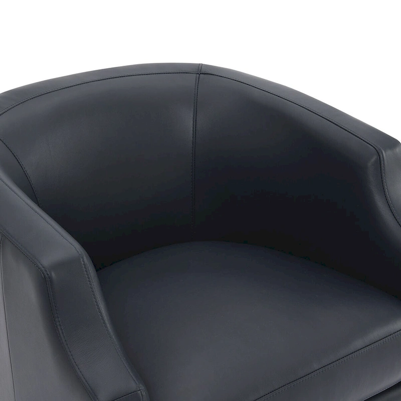 Everette Midnight Blue Top Grain Leather Swivel Glider Barrel Chair by Greyson Living