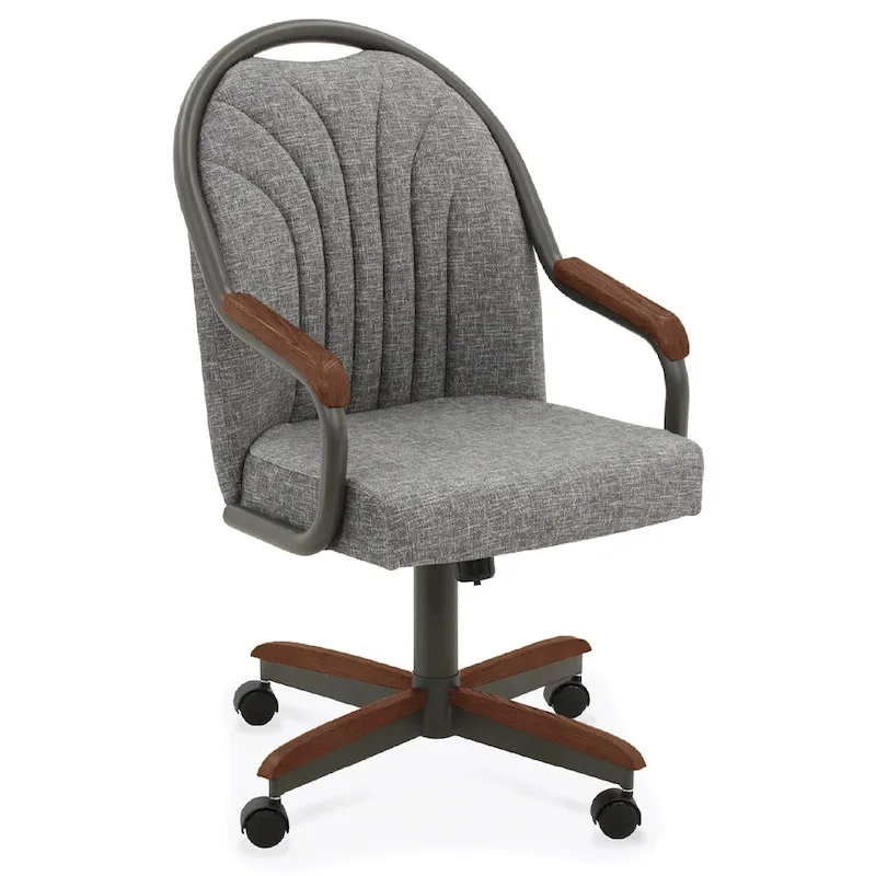 Chromcraft Douglas Caster Dining Chairs in Chestnut, Gray Finish (Set of 2)