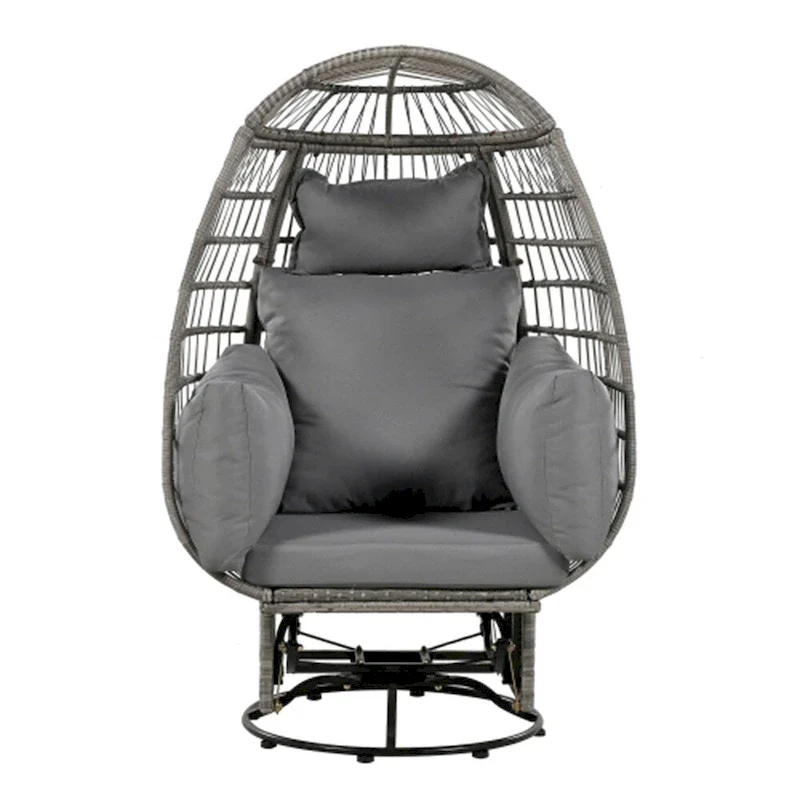 Rattan Egg Patio Swivel Chair with Cushions and Rocking Function