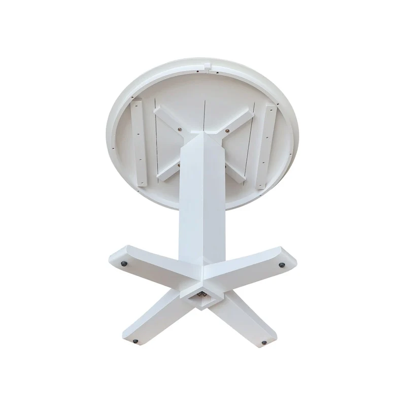 Round Solid Parawood Counter Height Pedestal Dining Table – Black / White / Distressed Oak / Unfinished / Hickory