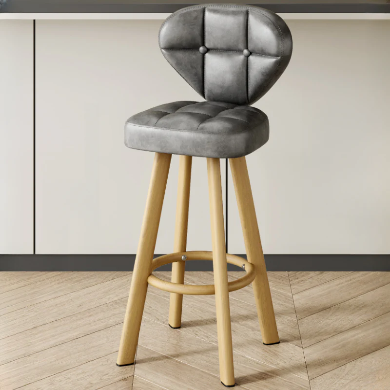Modern Tufted Counter Height Bar Stools with Metal Footrest